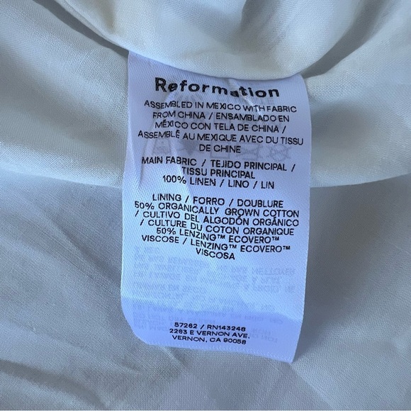 Reformation Arya White Linen Mini Dress Lace Accents Adjustable Straps Sz 6 NWOT - Picture 15 of 15